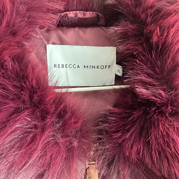 REBECCA MINKOFF Plush Faux Fur Jacket in Rich Burgundy - Picture 4 of 7